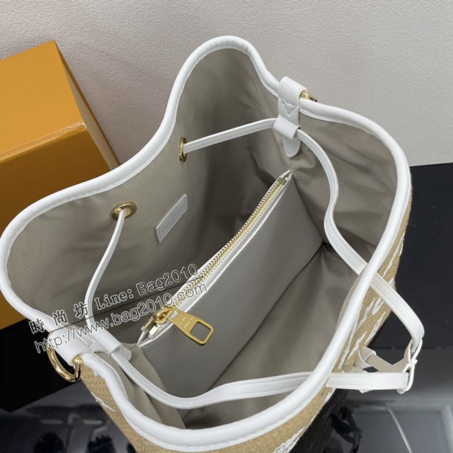 Lv路易威登2023專櫃新款拉菲草棉布水桶包 LV肩背女包 M22852 M23080 ydh5103